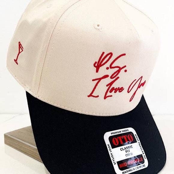 OTTO Cream and Black Cap with Red Embroidery - Picture 2 of 4